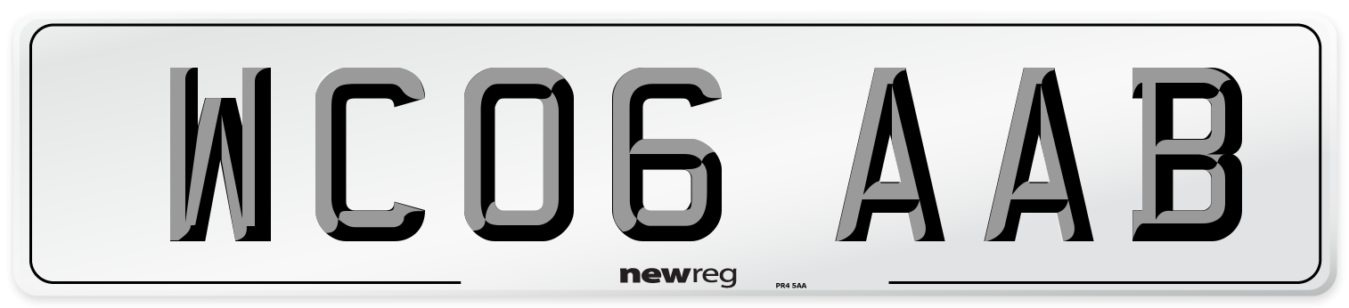 WC06 AAB Number Plate from New Reg